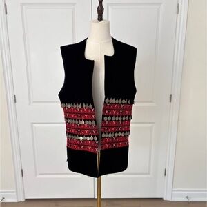 Handmade Afghan Embroidered Vest | Coin Detail | Boho Ethnic Style